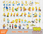 The Simpsons Clip Art bundle,The Simpsons svg cut files for Cricut / Silhouette, png, dxf, Simpsons png, instant download