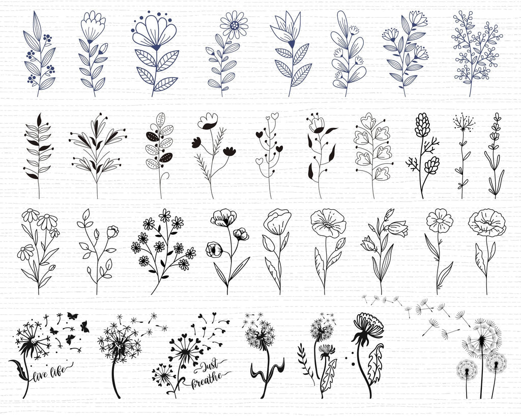 550+ Wildflower SVG Bundle Wildflower Vector Wildflower Silhouette Wildflower Clipart Wildflower Cut file Birth flowers SVG files for cricut