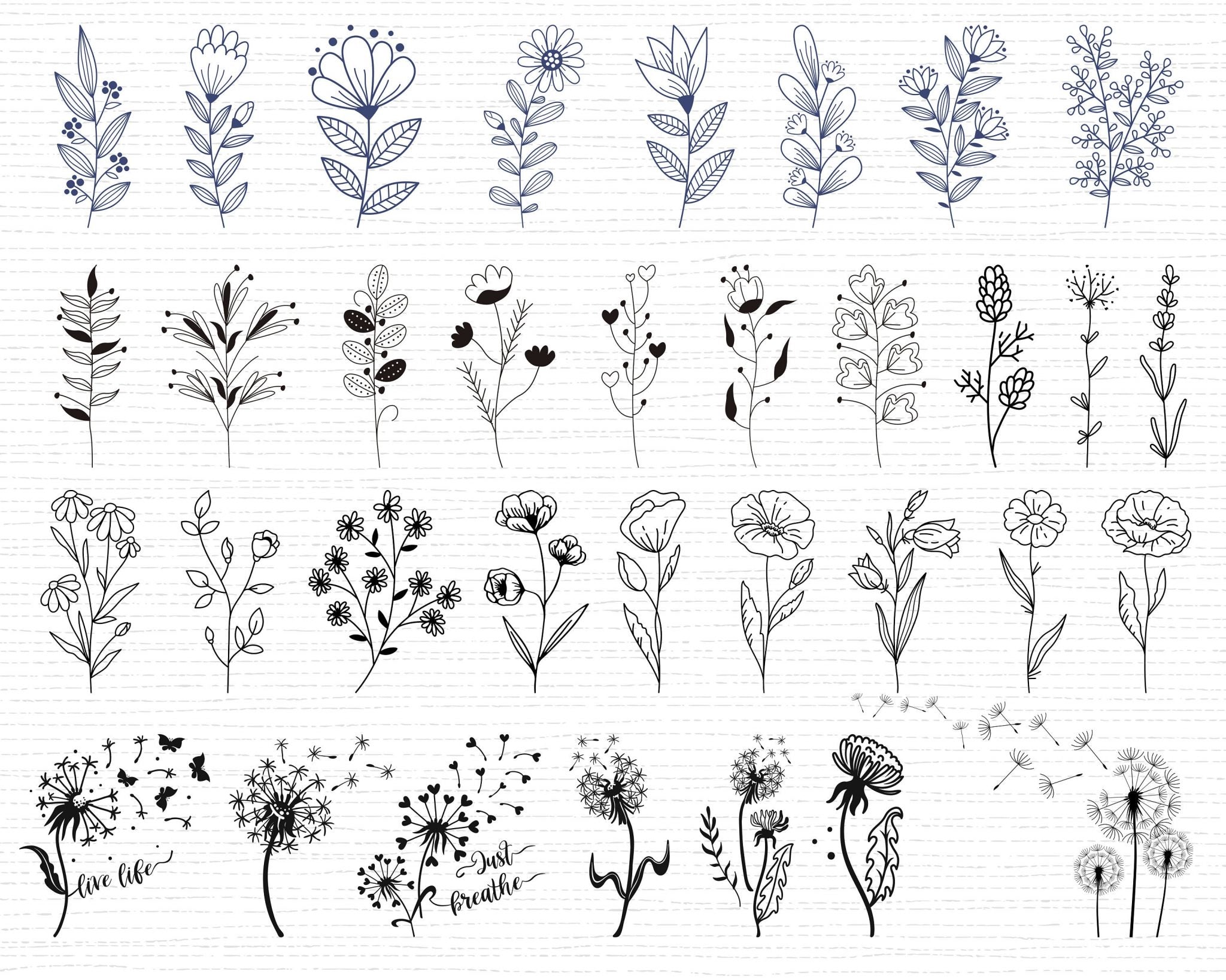 550+ Wildflower SVG Bundle Wildflower Vector Wildflower Silhouette Wildflower Clipart Wildflower Cut file Birth flowers SVG files for cricut