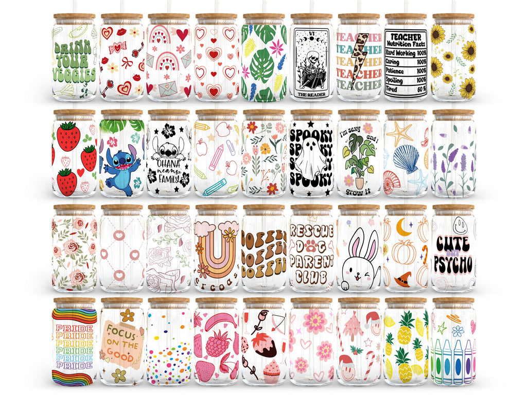 Libbey Glass Can Bundle 16oz Glass Can Svg | Libbey Glass Can Wrap | Glass Cup Bunde Svg Files for Cricut & Silhouette Cameo | Glassware svg