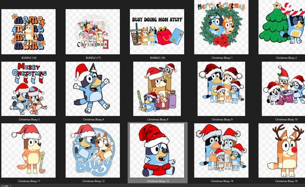 Christmas Blue Dog Bundle P1, Bluuey Christmas PNG, Retro Blue Dog Christmas PNG, Bluuey Dog Christmas Themed PNG, Holiday png, Blue Xmas