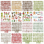 7 Set Christmas Alpha Doodle Png Bundle, Christmas Character Alphabet Bundle, Christmas Hot Custom Png Bundle, Digital Download