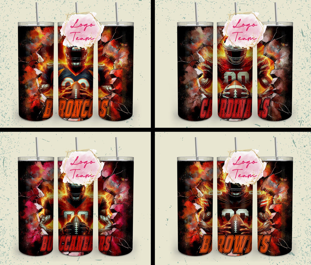 32 Team American Football Tumbler PNG Sublimation Designs, Football Mascot 20oz Skinny Tumbler Wrap PNG, Football Png Digital Download, NFL Tumbler