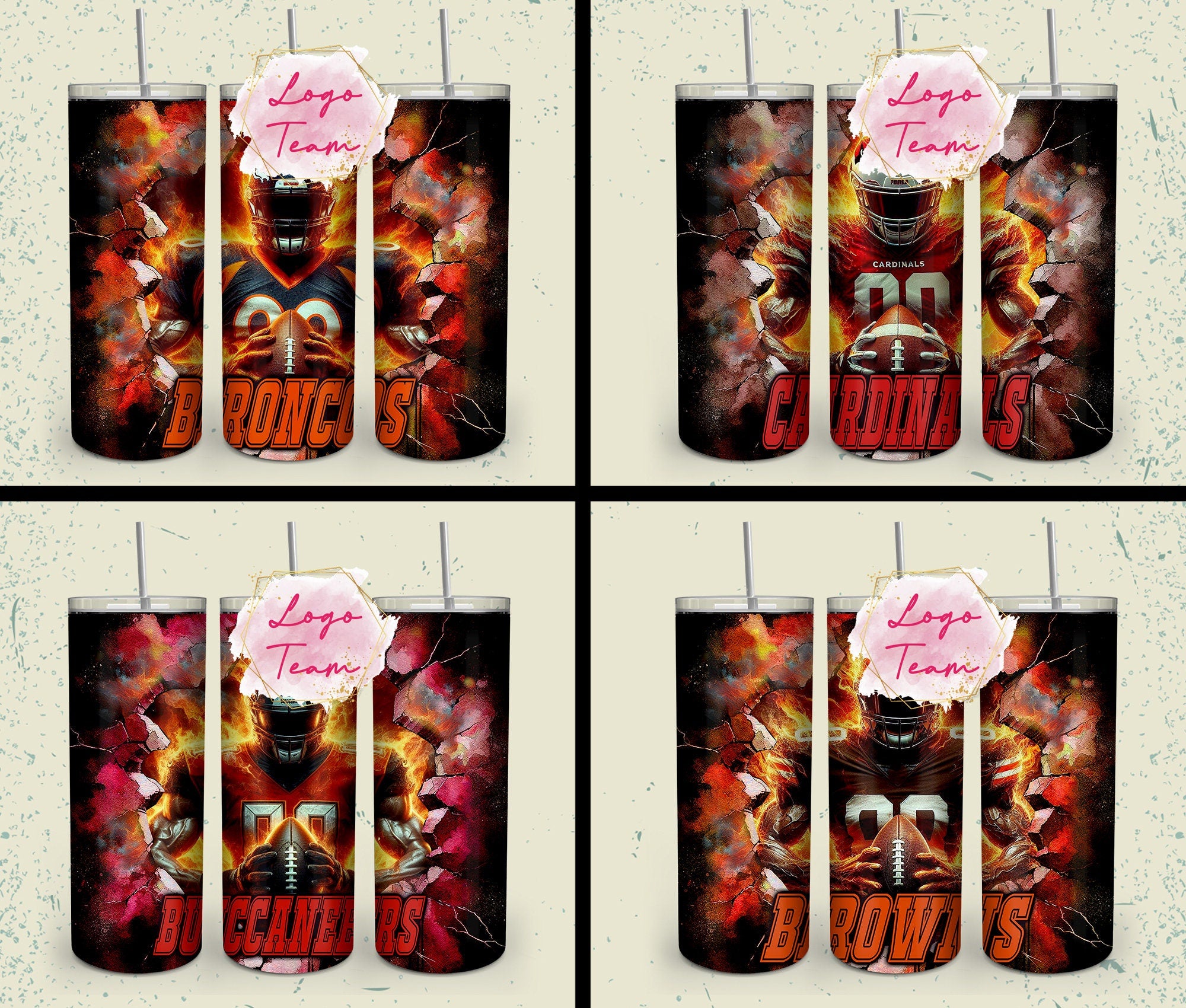 32 Team American Football Tumbler PNG Sublimation Designs, Football Mascot 20oz Skinny Tumbler Wrap PNG, Football Png Digital Download, NFL Tumbler