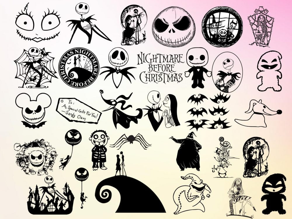 60+ The Nightmare Before Christmas Svg Bundle, Night Before Christmass Clipart, Cricut, Digital Vector Cut File
