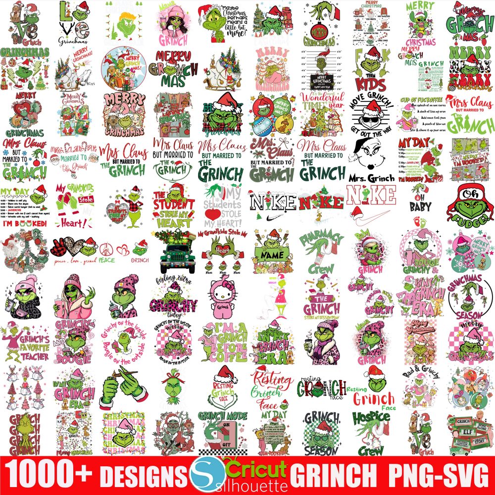 1000+ Grinch Christmas SVG – PNG, The Grinch Christmas, Grinch T Shirt Design, Merry Grinchmas Png, Christmas Sublimation, Retro Grinch Png