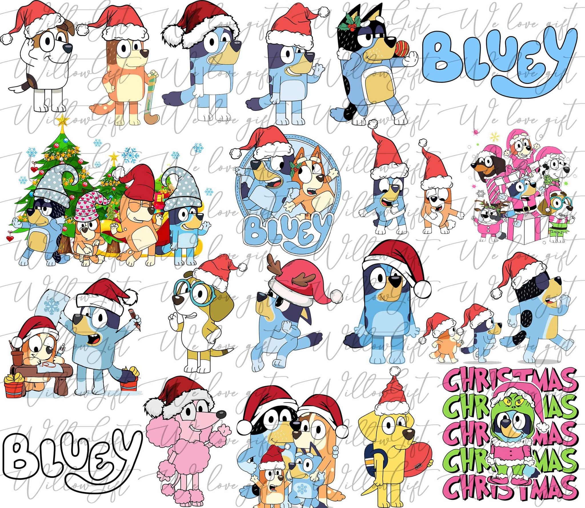 Christmas Blue Dog Bundle, Blue Dog Family PNG, Bluuey Christmas PNG, Blue PNG, Big Christmas Blue Dog Bundle, Holiday png,Digital Blue Xmas