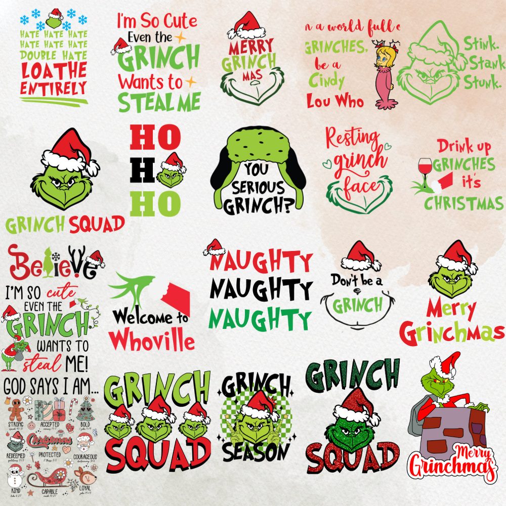 2000+ The Grinch Bundle Designs with CLEAR Background, Grinch Tshirt Design, Grinch SVG, Grinch PNG, Grinch PnG Bundle, Grinch Christmas PnG