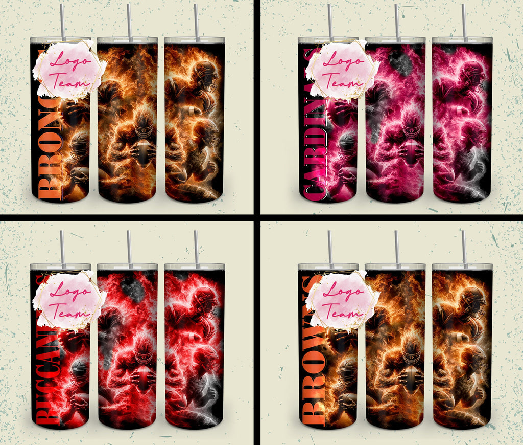 32 Team American Football Tumbler PNG Sublimation Designs, Football Mascot 20oz Skinny Tumbler Wrap PNG, Football Png Digital Download, NFL Tumbler