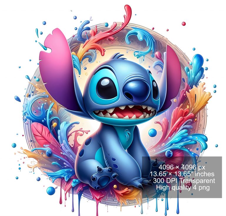 8 PNG Stitch Splash and Watercolor Digital design PNG file for sublimation – High Resolution -Instant Digital PNG Download