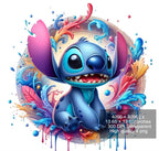 8 PNG Stitch Splash and Watercolor Digital design PNG file for sublimation – High Resolution -Instant Digital PNG Download