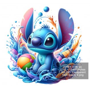 8 PNG Stitch Splash and Watercolor Digital design PNG file for sublimation – High Resolution -Instant Digital PNG Download