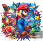 12 PNG Super Mario Splash and Watercolor Digital design PNG file for sublimation – High Resolution -Instant Digital PNG Download