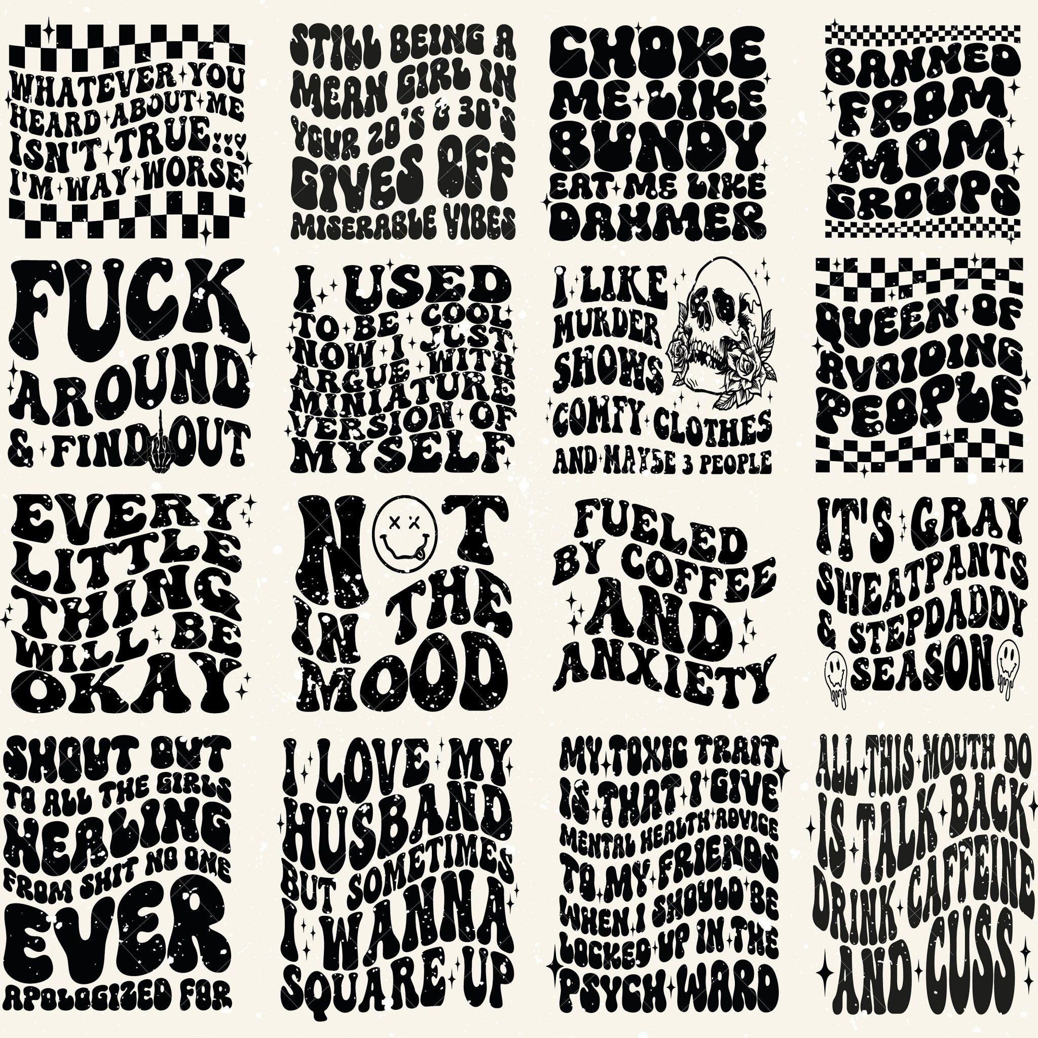 100 Groovy svg, bundle, boho svg, hippie svg, aesthetic svg, inspirational svg, motivational svg, trendy svg, retro svg, svg files wavy text