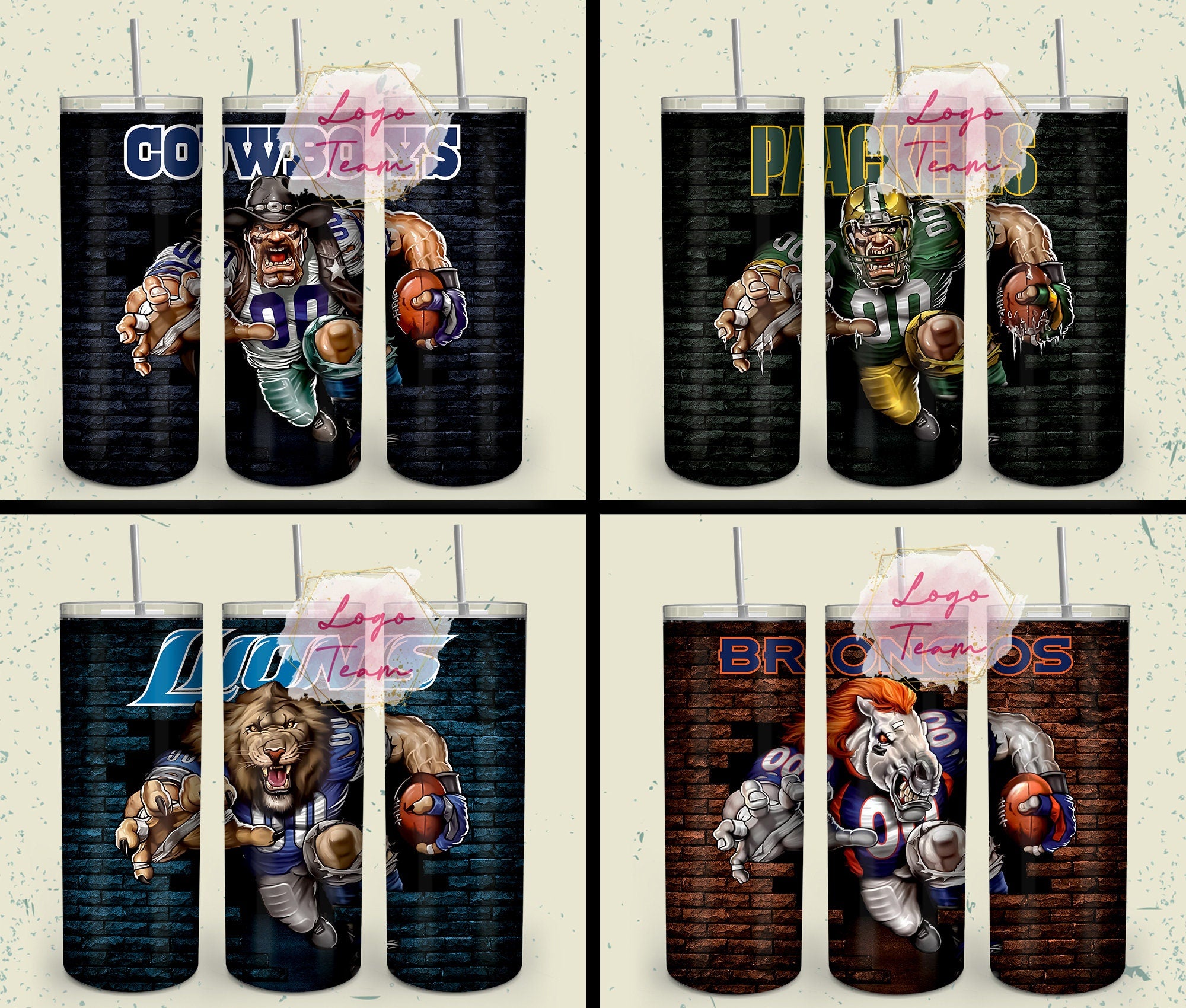 32 Team American Football Tumbler PNG Sublimation Designs, Football Mascot 20oz Skinny Tumbler Wrap PNG, Football Png Digital Download, NFL Tumbler