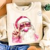 Retro Santa Christmas Blowing Bubble PNG, Vintage Merry Christmas PNG, Funny Santa With Sunglasses Xmas Holiday Sublimation Digital Download