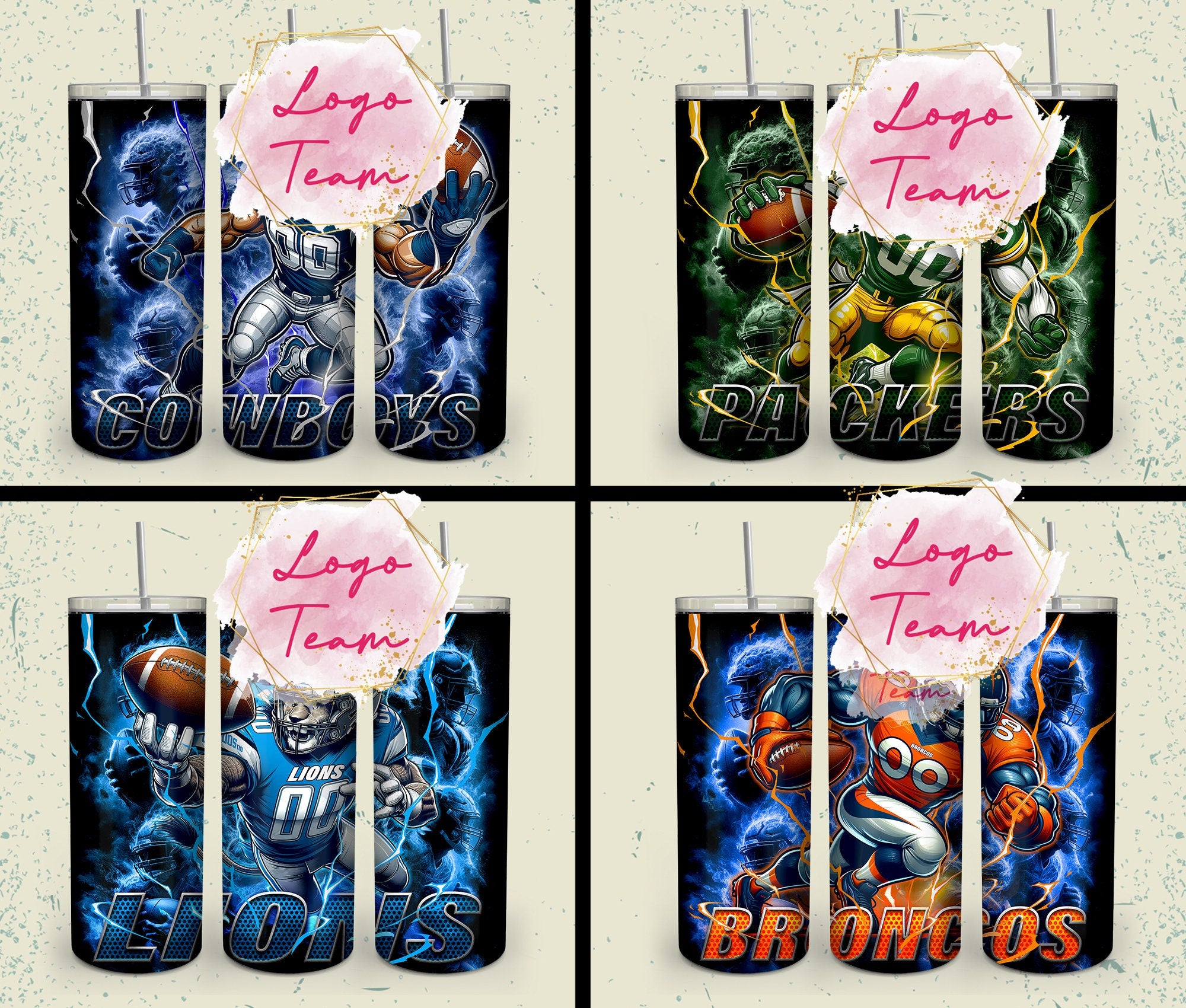 32 Team American Football Tumbler PNG Sublimation Designs, Football Mascot 20oz Skinny Tumbler Wrap PNG, Football Png Digital Download, NFL Tumbler