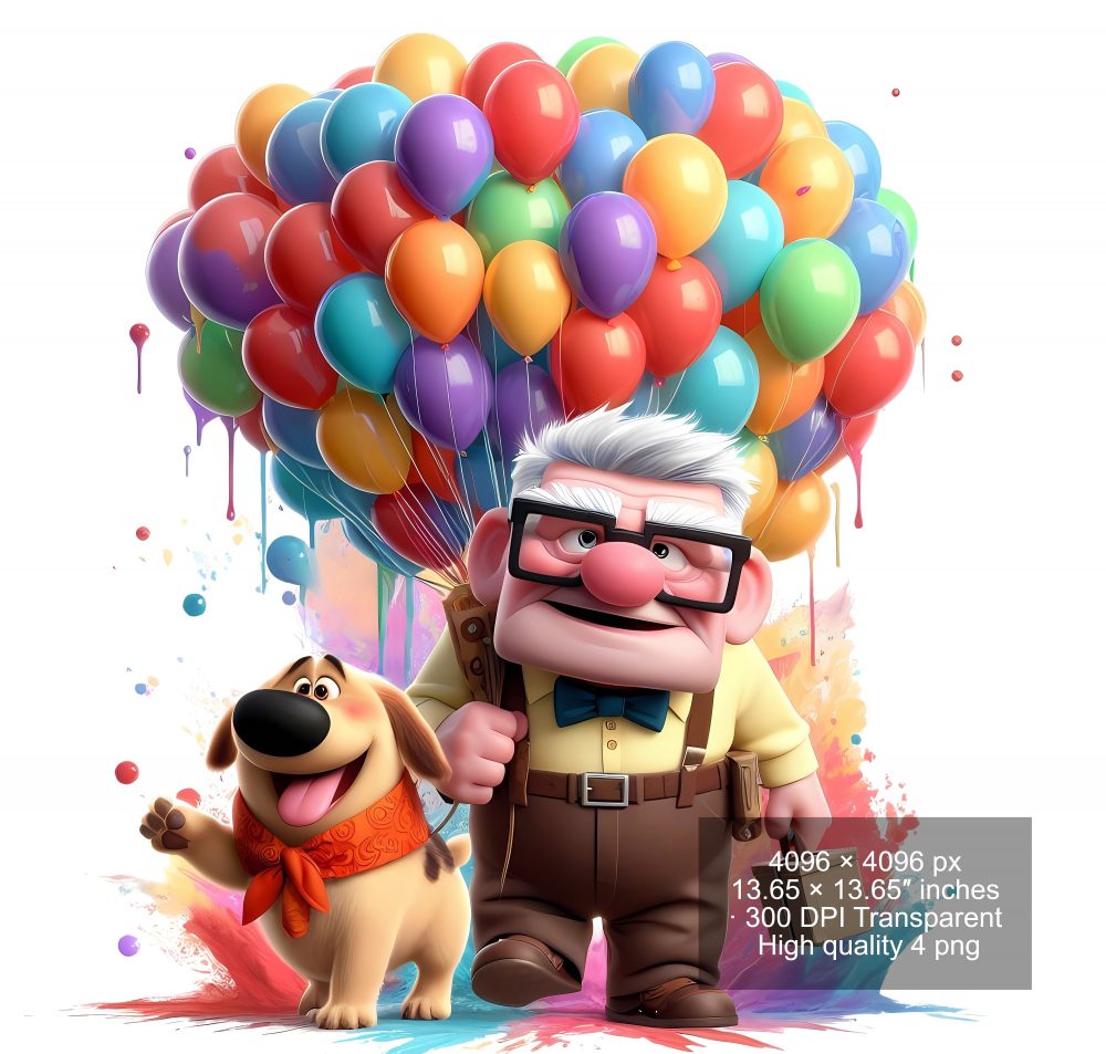 6 PNG UP Movie Splash and Watercolor Digital design file for sublimation – High Resolution -Instant Digital PNG Download