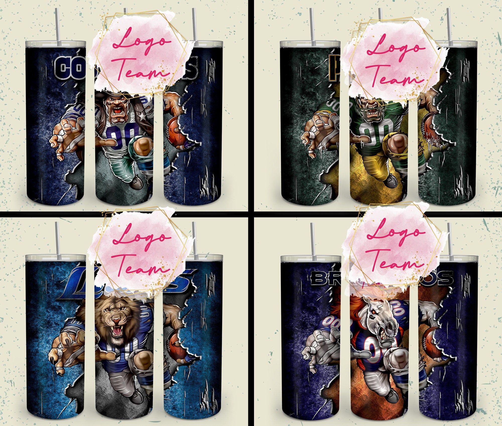 32 Team American Football Tumbler PNG Sublimation Designs, Football Mascot 20oz Skinny Tumbler Wrap PNG, Football Png Digital Download, NFL Tumbler