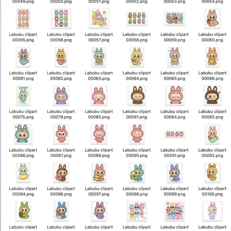 Labubu 1000+ PNG SVG Mega Bundle – Cute Character Clipart, Digital Download, Sublimation Files, Stickers, Tumbler Wraps, Kawaii Art