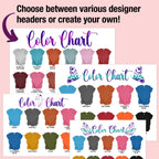 Editable Color Chart Bella Canvas 3001 169 PNG Transparent Files + 24 JPEG Templates Unisex Style Men Women T-shirt Mockup Custom Chart