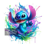 8 PNG Stitch Splash and Watercolor Digital design PNG file for sublimation – High Resolution -Instant Digital PNG Download