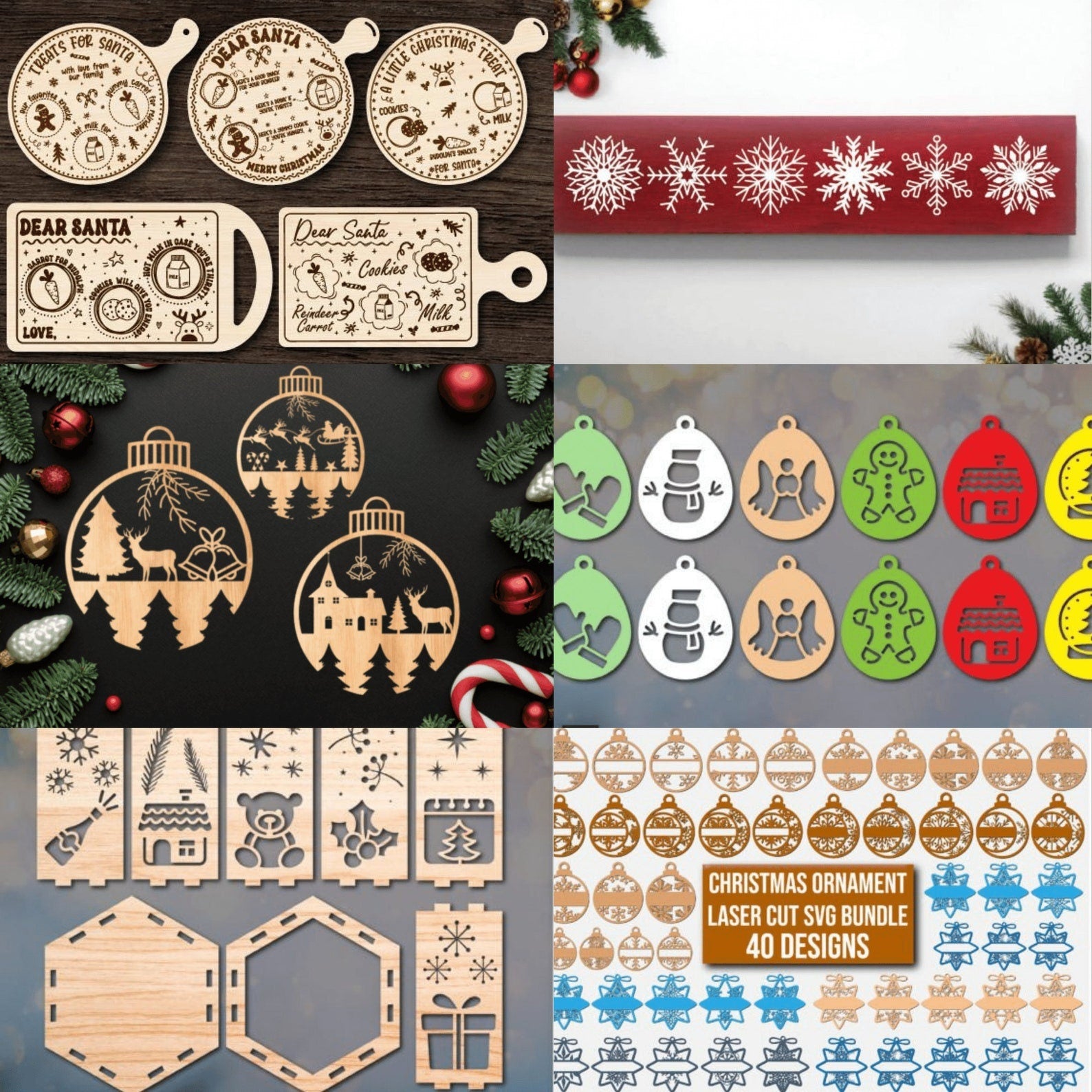 Christmas Laser Cut Mega Bundle CNC Files Engraving Laser Cut SVG Christmas Ornament Template