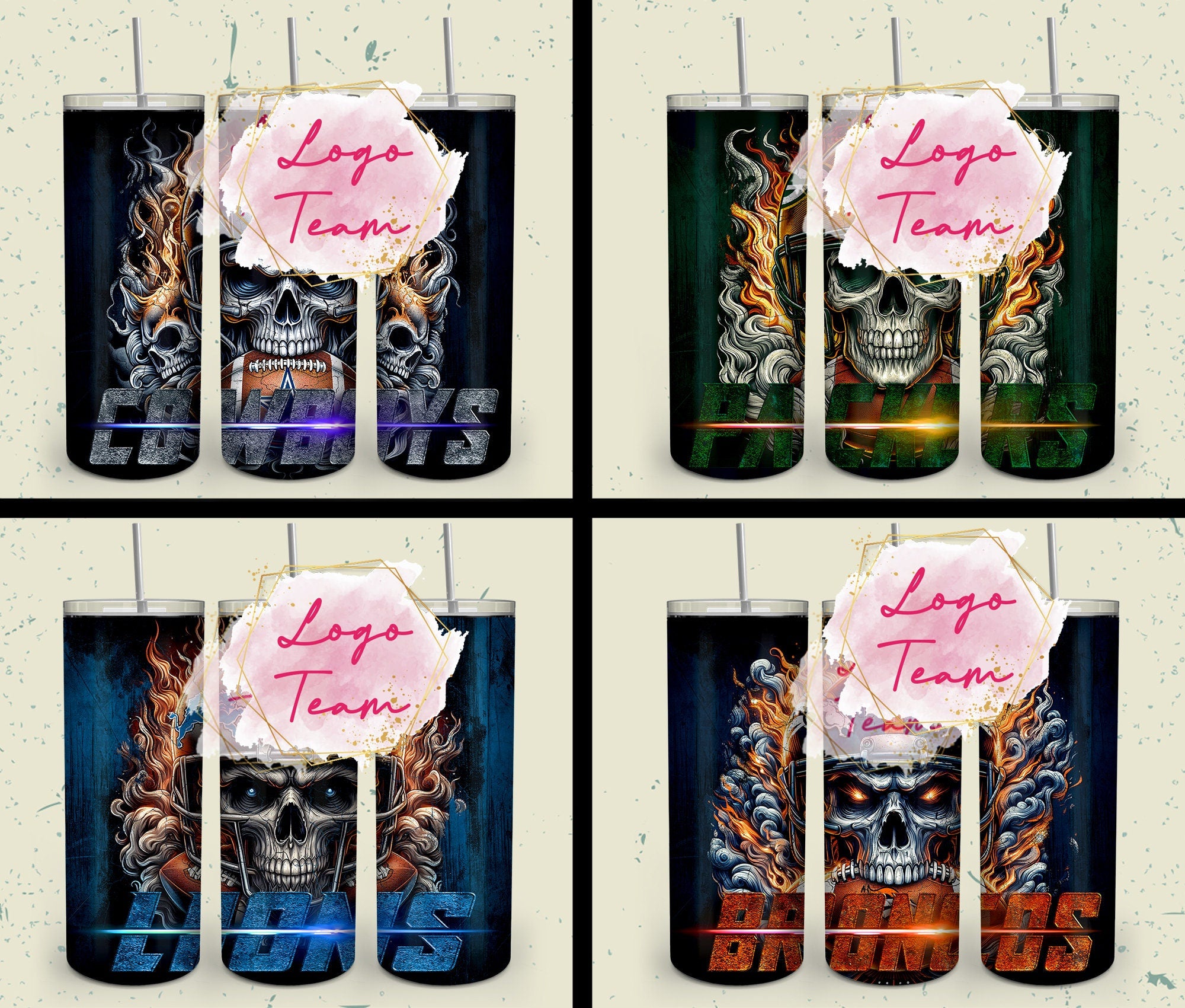 32 Team American Football Tumbler PNG Sublimation Designs, Football Mascot 20oz Skinny Tumbler Wrap PNG, Football Png Digital Download, NFL Tumbler