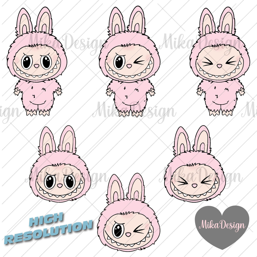 Kawaii Monsters Cliparts, Labubu SVG, Monster Tshirt Design, Labubuu Sublimation, Monster Characters