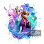 8 PNG Elsa and Anna Frozen Splash and Watercolor Digital design PNG file for sublimation – High Resolution -Instant Digital PNG Download