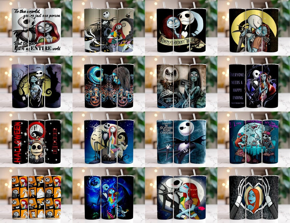 90+ The Nightmare Before Christmas Tumbler Wrap Bundle 2D-3D, Instant Download 20Oz Tumbler PNG Wraps Design, Digital 20Oz Skinny Tumbler