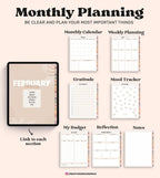 Undated Goodnotes Planner, Monthly Digital Planner, Goodnotes Template, iPad Planner, Digital Journal Pdf, Goodnotes Stickers Boho, Simple