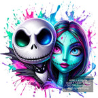 8 PNG Jack and Sally Splash and Watercolor Digital design PNG file for sublimation – High Resolution -Instant Digital PNG Download