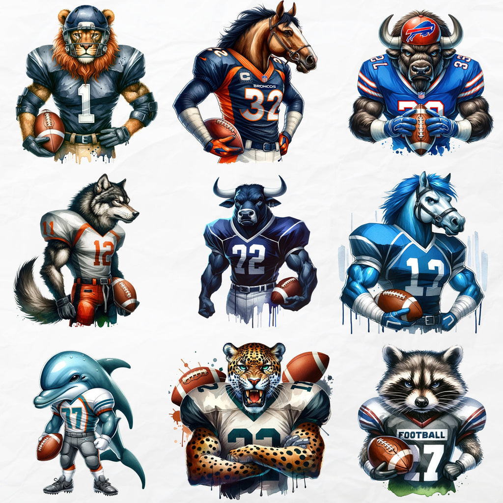 32 Team American Football Tumbler PNG Sublimation Designs, Football Mascot 20oz Skinny Tumbler Wrap PNG, Football Png Digital Download