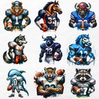 32 Team American Football Tumbler PNG Sublimation Designs, Football Mascot 20oz Skinny Tumbler Wrap PNG, Football Png Digital Download