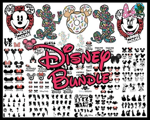 200 000+ Mega Svg Bundle Cricut File, Mickey Mouse, Minnie, Frozen, Moana, Elsa, Cinderella, Stitch, Toy Story, Pooh Cricut, Cut file