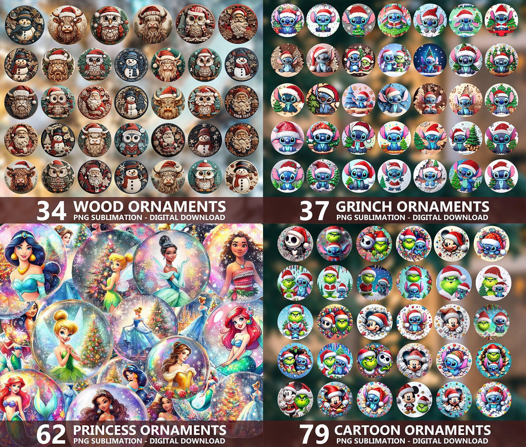 1000+ Designs Ornament Png Bundle, Christmas Ornament Designs, Christmas Cartoon Ornament, Bible Verses Ornament, 3D Inflated Ornament