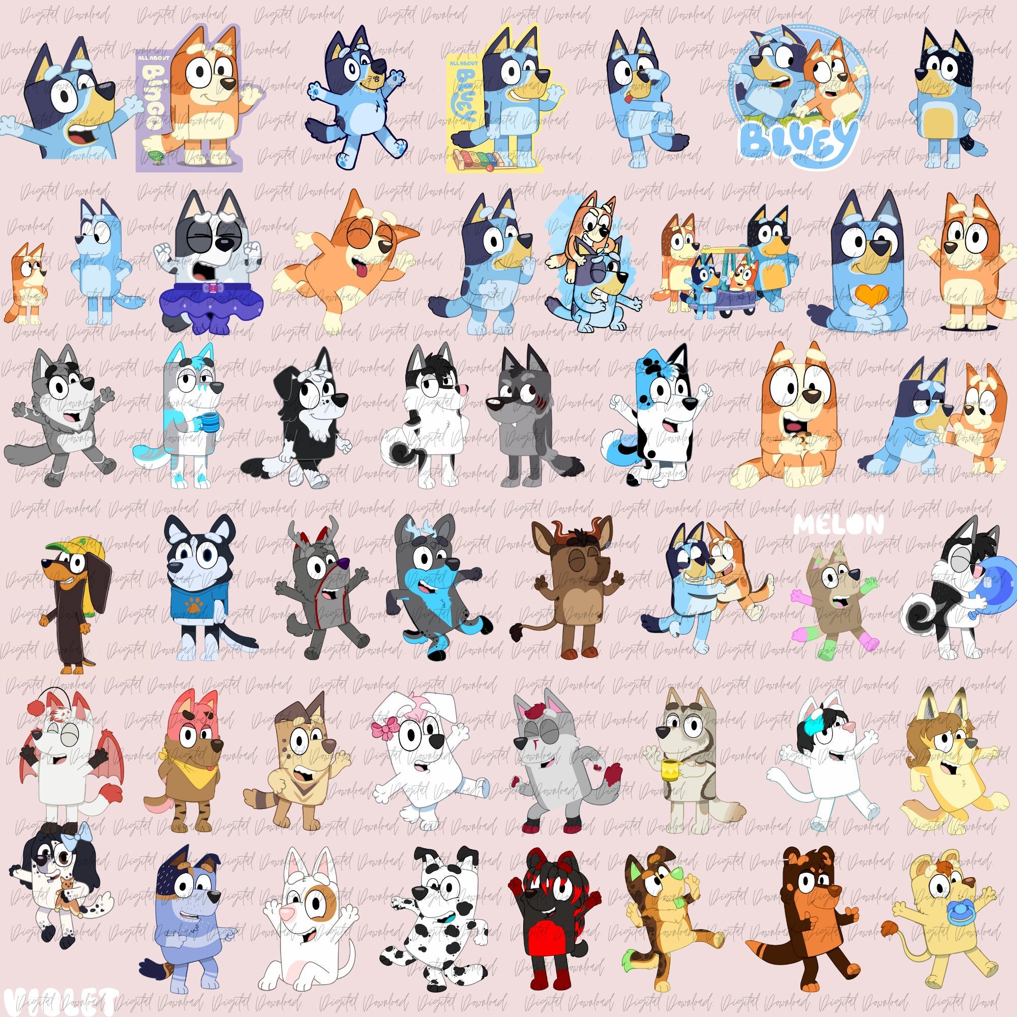 Mega Blue Dog Svg Bundle, Blue Dog Birthday Bundle Blue Dog Family Png Files, Png For Shirts, Birthday Png, Clipart png, Digital Download