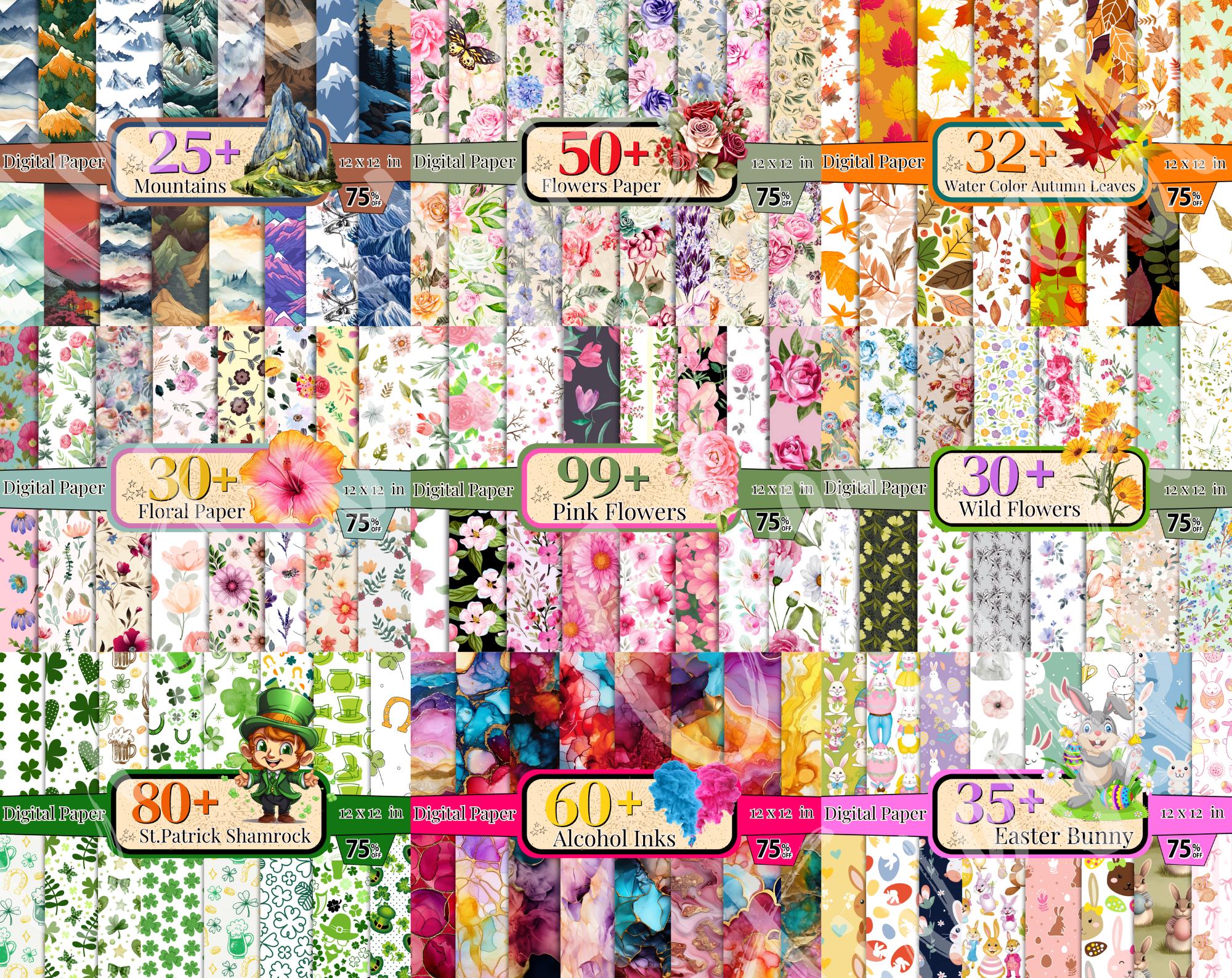 2800+ Mega Digital Paper Bundle, Scrapbook Paper, Floral Digital Paper, Digital Patterns, Seamless Background, Multiple Clipart, Digital PNG