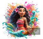 8 PNG Moana Splash and Watercolor Digital design PNG file for sublimation – High Resolution -Instant Digital PNG Download