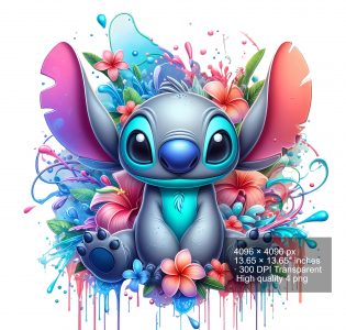 16 PNG Stitch Splash and Watercolor Digital design PNG file for sublimation – High Resolution -Instant Digital PNG Download