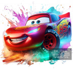 8 PNG Lightning McQueen Cars Splash and Watercolor Digital design PNG file for sublimation – High Resolution -Instant Digital PNG Download