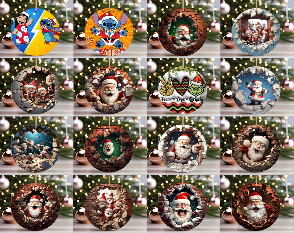 275 + Christmas Ornaments Bundle, Christmas Ornament PNG Designs, Christmas Round Ornament Sublimation, Round Hanging PNG, Christmas Png Svg