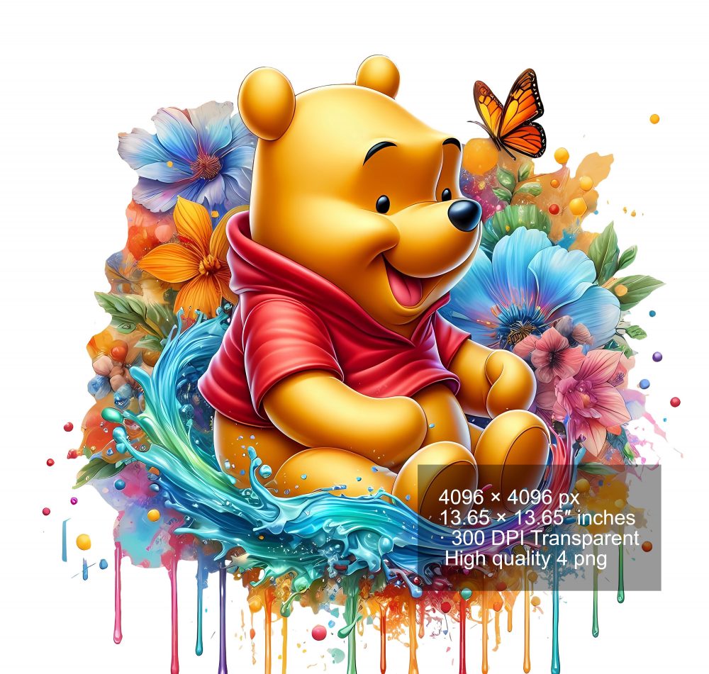8 PNG Honey Bear Watercolor Digital design PNG file for sublimation – High Resolution -Instant Digital PNG Download