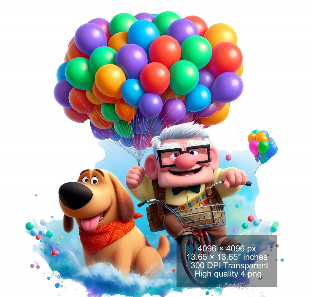 6 PNG UP Movie Splash and Watercolor Digital design file for sublimation – High Resolution -Instant Digital PNG Download