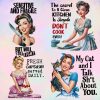 Retro Women Bundle of 16 PNG, Sarcastic Retro Housewife, PNG Bundle, Digital File, Print On Demand, Digital Download, Sarcastic Retro women