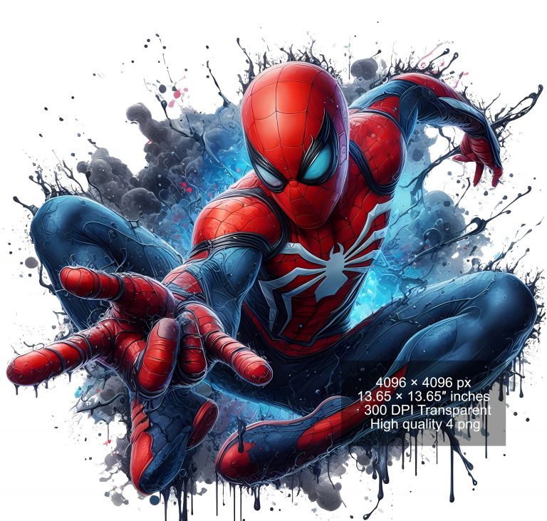 10 PNG Spiderman Splash and Watercolor Digital design PNG file for sublimation – High Resolution -Instant Digital PNG Download