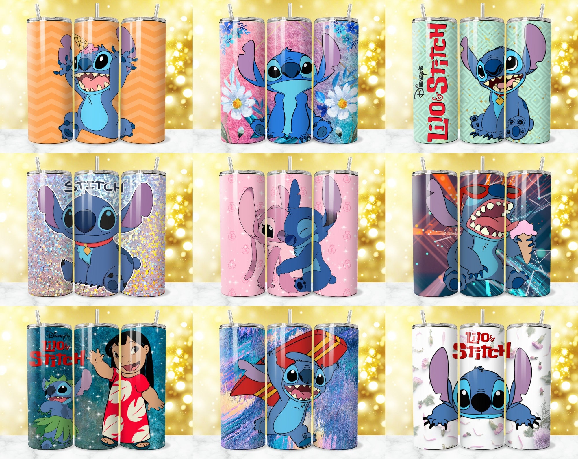 345 + Stitch Tumbler Wrap Designs, Stitch Sublimation Designs, 20 oz Stitch Tumbler Wrap PNG, Stitch Wrap, Lilo & Stitch Tumbler PNG