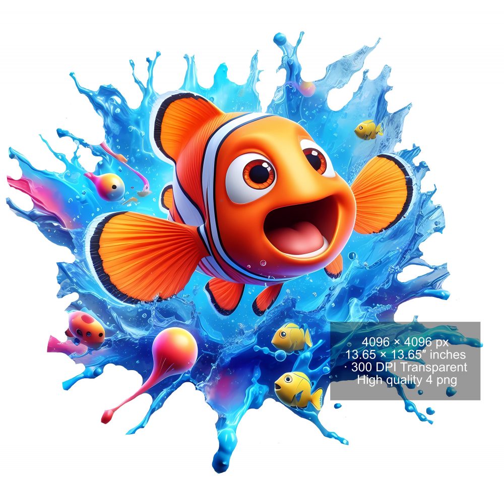 8 PNG Finding Nemo | Finding Dory Splash and Watercolor Digital design PNG file for sublimation – High Resolution -Instant Digital PNG
