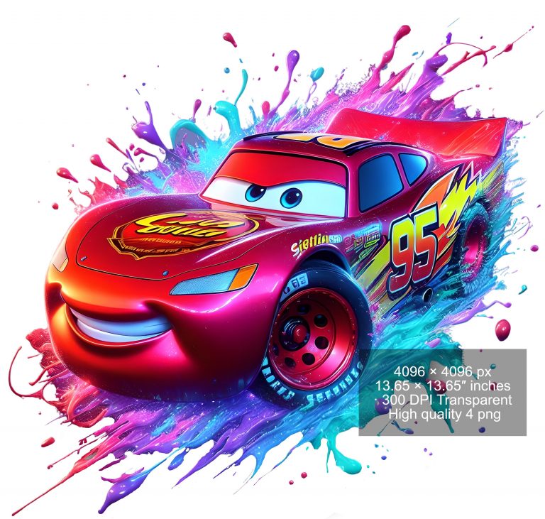 13 PNG Lightning McQueen Cars Splash and Watercolor Digital design PNG file for sublimation – High Resolution -Instant Digital PNG Download